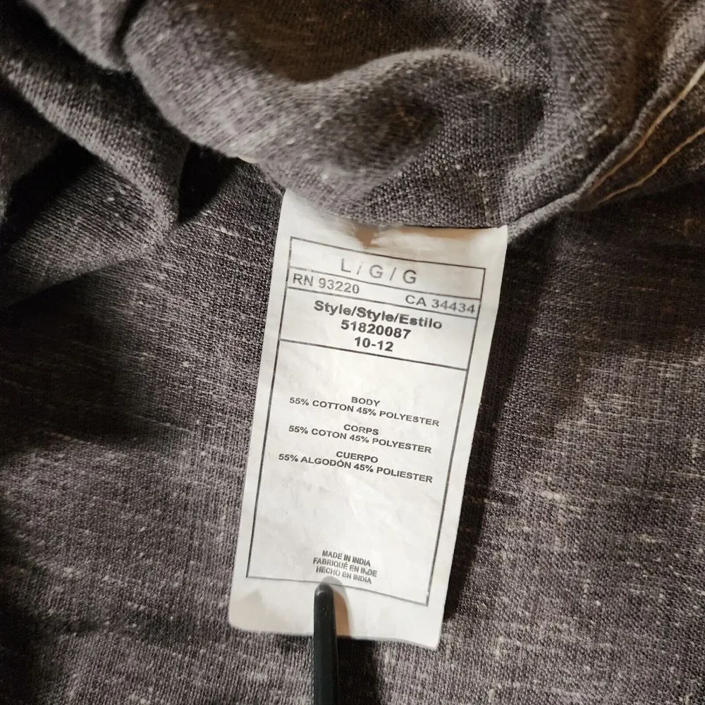 DC Shoes Button Shirt Large‎ Long Sleeve Pocket Logo Modern Gray Grey Heathered